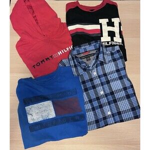 Lot of 4 Tommy Hilfiger Shirts Short/Long Sleeve Big Boys L 16-18 Preppy School